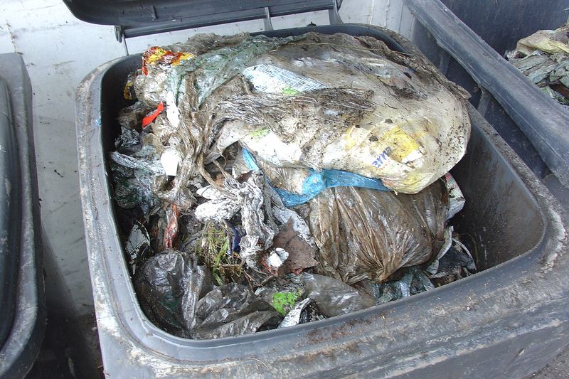 Foreign objects separated from collected residential biowaste